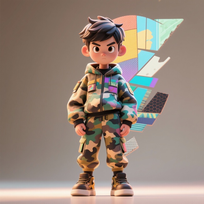 3D迷彩服少年预览效果