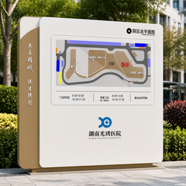 融入户外环境当中，白色区域的文字为黑色，LOGO的颜色为蓝色预览效果
