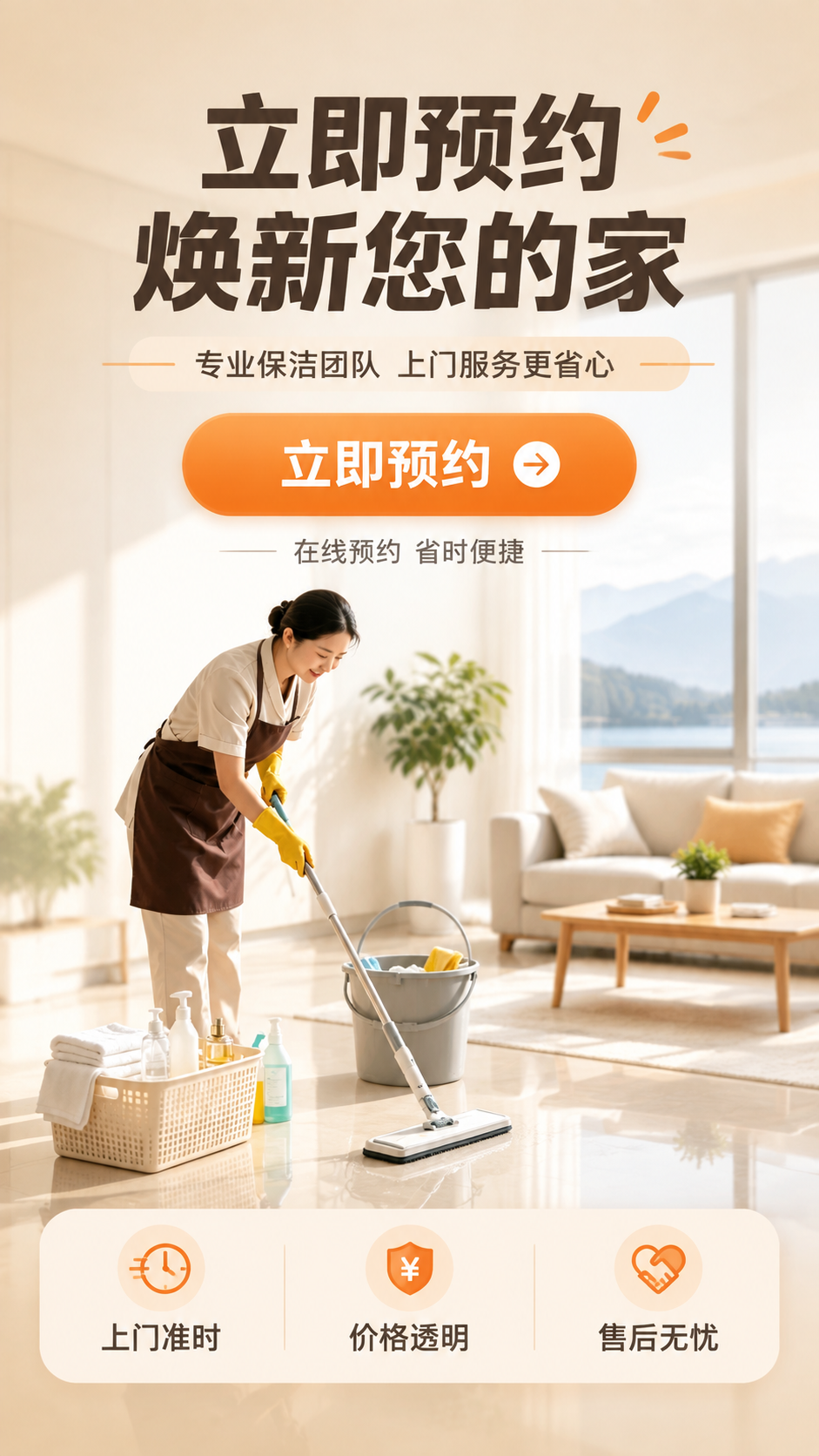[商品] 全屋深度清洁上门服务；使用【图1】中明亮客厅清洁场景… - 图片创意预览