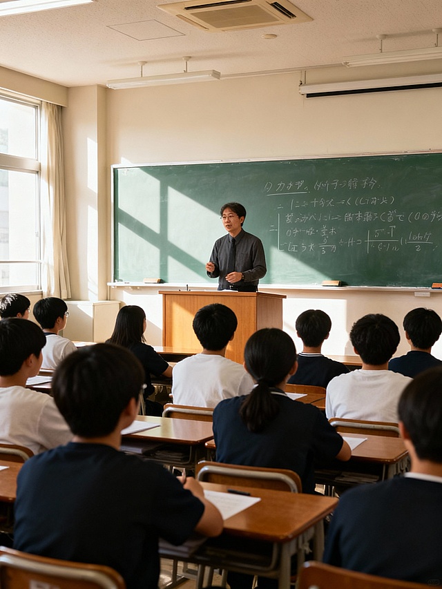 老师在课堂上讲课，从教室最后一排拍照视角图片，3:4小红书比例