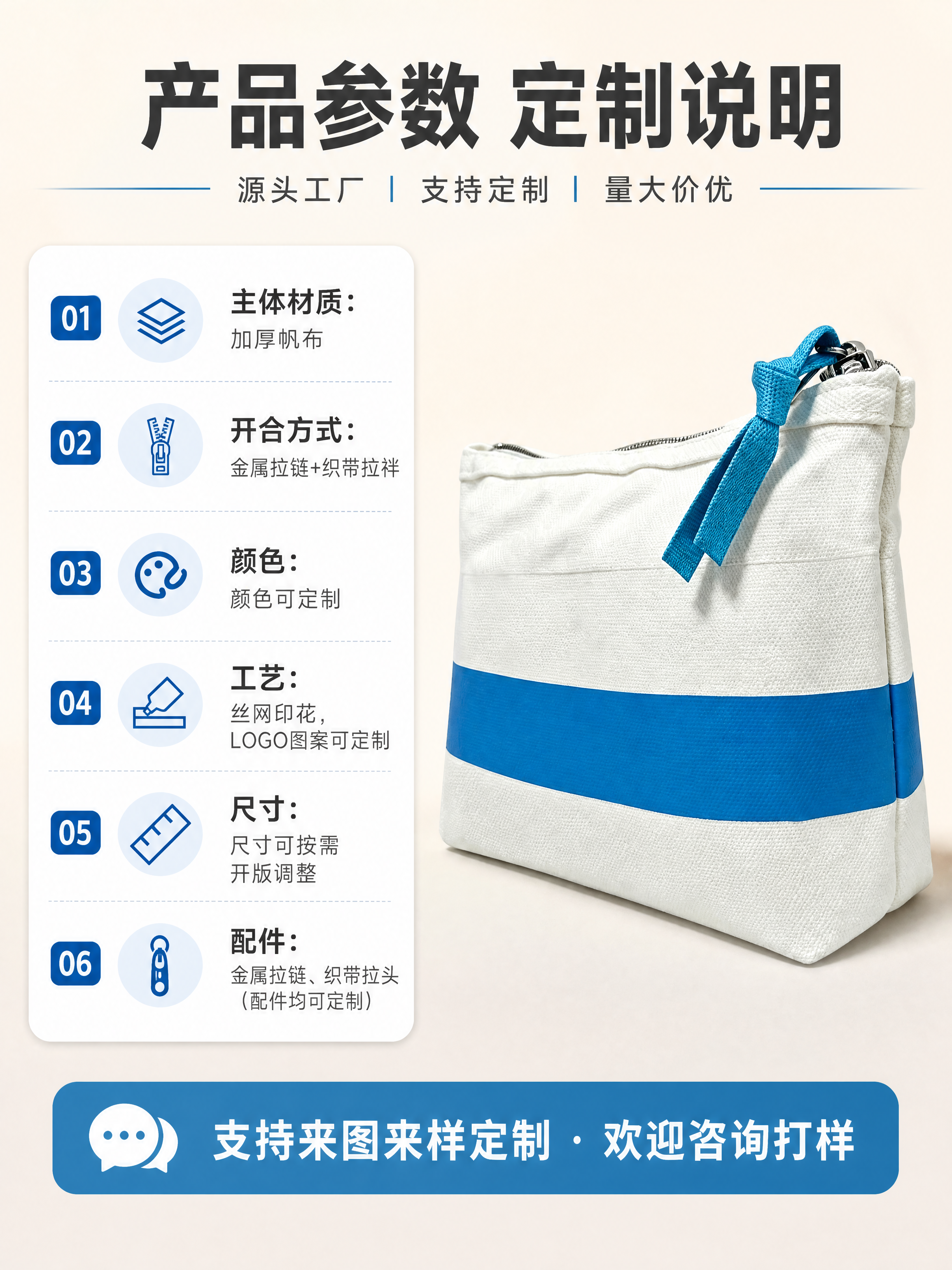 [商品] 使用【图2】侧面角度帆布化妆收纳包；保留梯形包型、白… - 图片创意预览