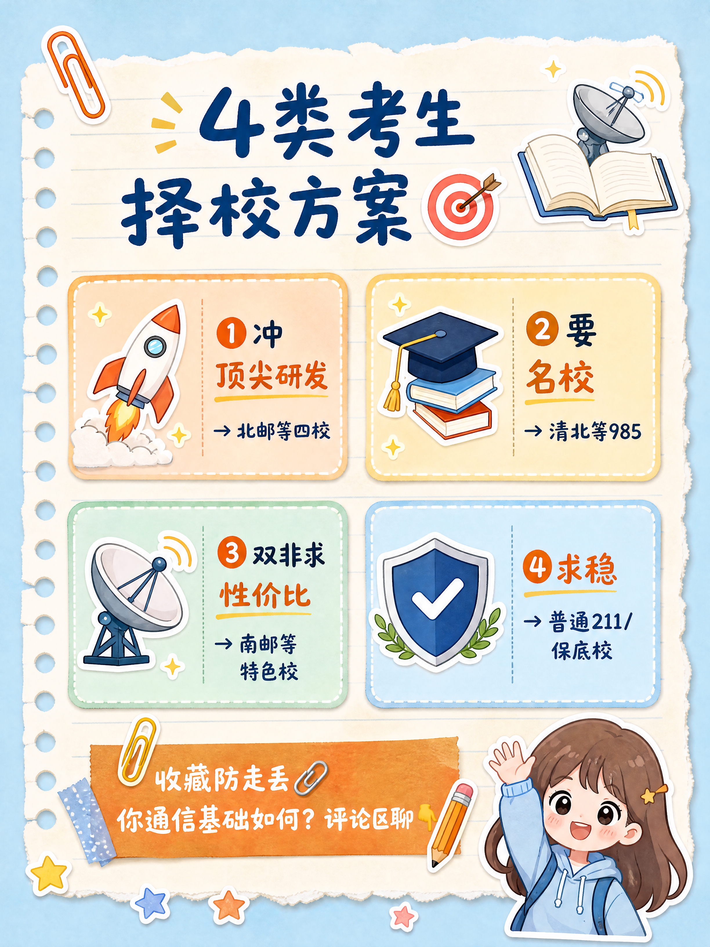 小红书笔记内页，清新手绘校园笔记风，动画手账拼贴风格，与封面统… - 图片创意预览