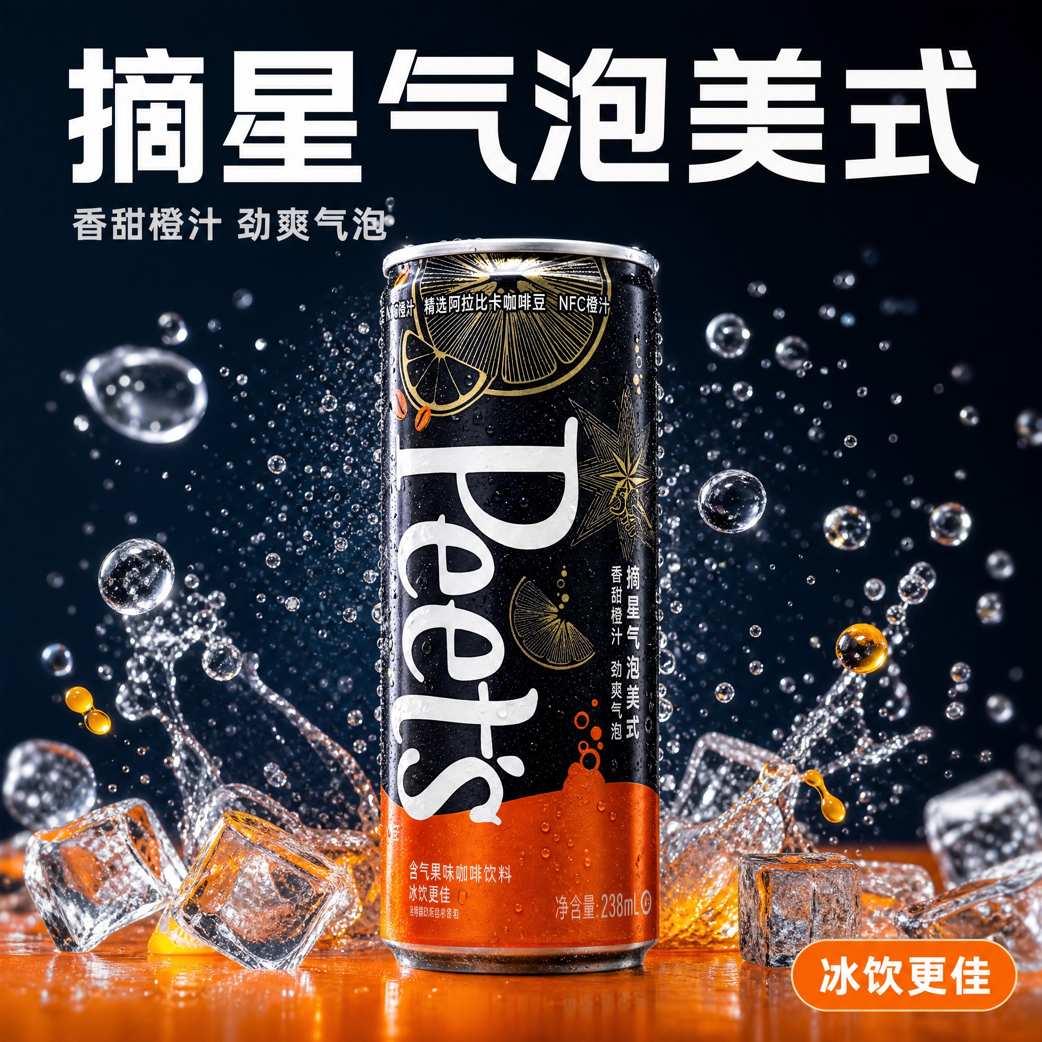 [主图-1] 首图，完整展示Peet's摘星气泡美式易拉罐，突… - 图片创意预览