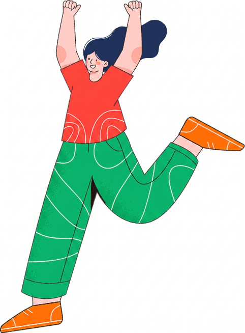 生成和参考图风格类似的扁平风插画，保持简约明快的线条和鲜艳明亮的撞色风格，人物插画，扁平化设计预览效果