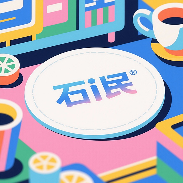 引用图片
参考这个LOGO，做一套文创品牌视觉设计，品牌名称为“石i民"，包括帆布袋、办公用品、杯垫、钥匙扣、保温杯、马克杯等。渐变蓝色视觉主色调，现代、精致、亲切简约商务风格，