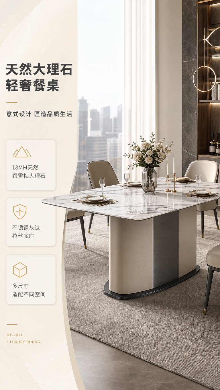 [商品] 使用【图1】DT-2811餐桌；保留长方形天然大理石… - 图片创意预览