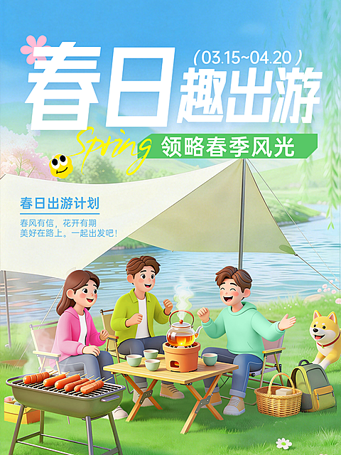 旅游出行旅游露营踏青宣传小红书封面