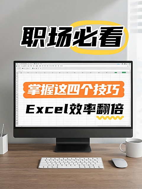 吸晴大字职场打工人Excel技巧创意实景风小红书封面