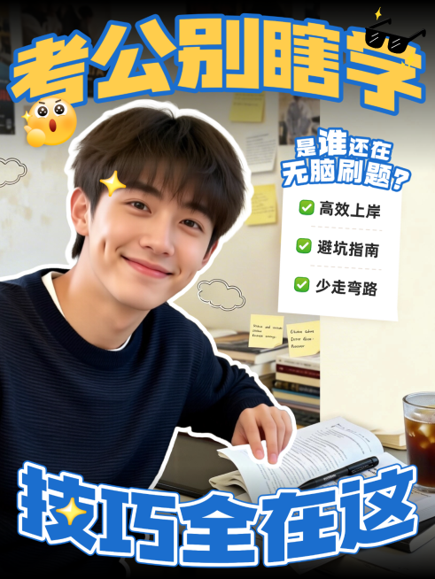 教育培训职业教育考公技巧分享大字人像小红书封面预览效果