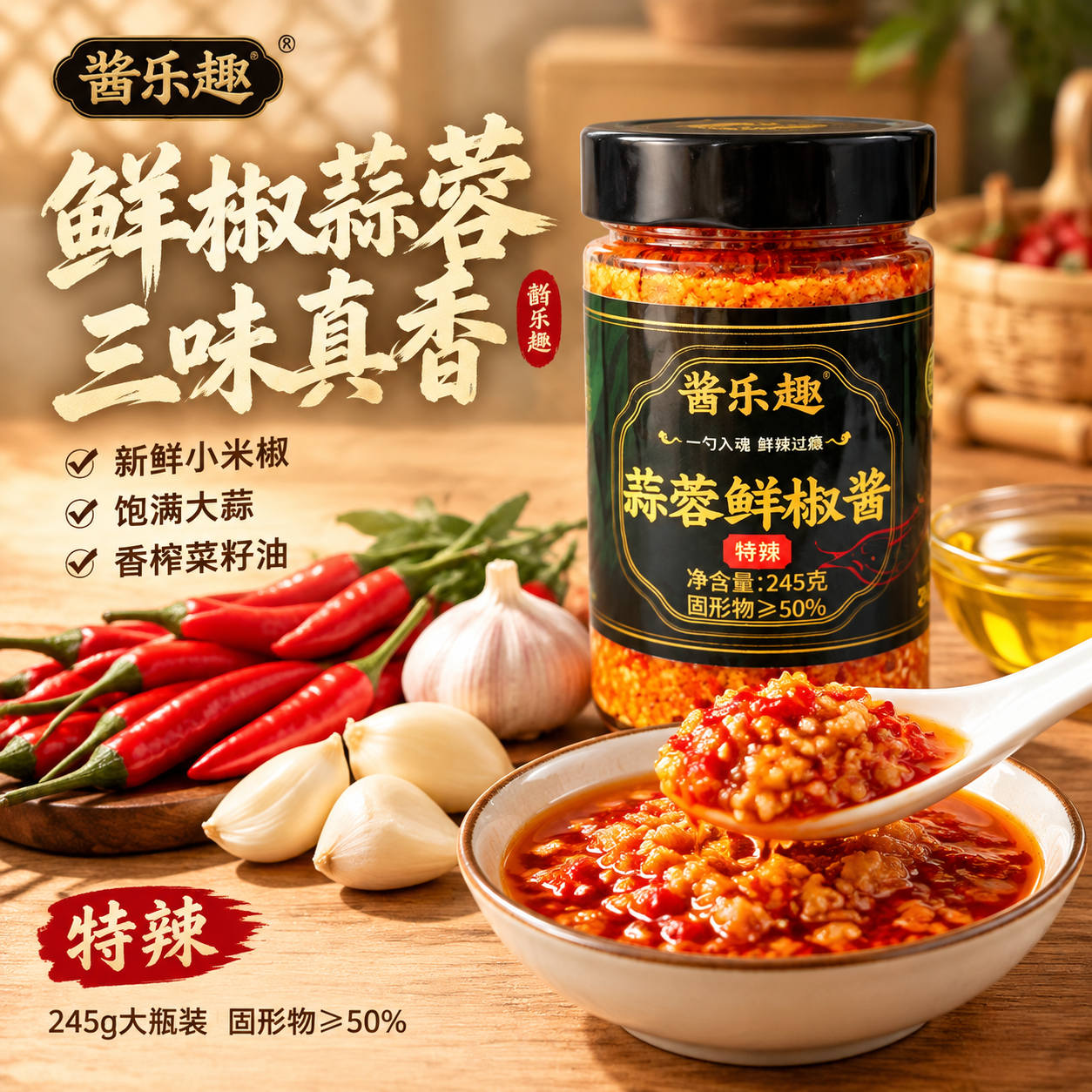 [主图-1] 首图点击率 蒜蓉鲜椒酱 三大原料主视觉 [统一基… - 图片创意预览