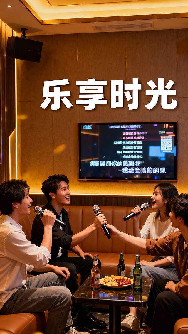 生成50张商务娱乐KTV的照片，图片加入一些文字