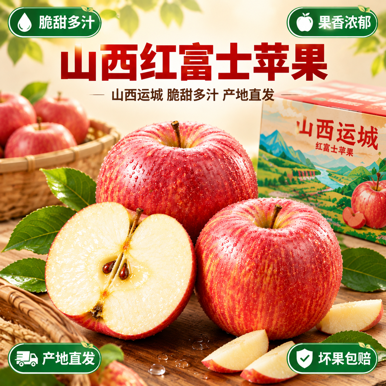 [商品] 使用【图1】中的山西运城红富士苹果作为产品参考；保留… - 图片创意预览