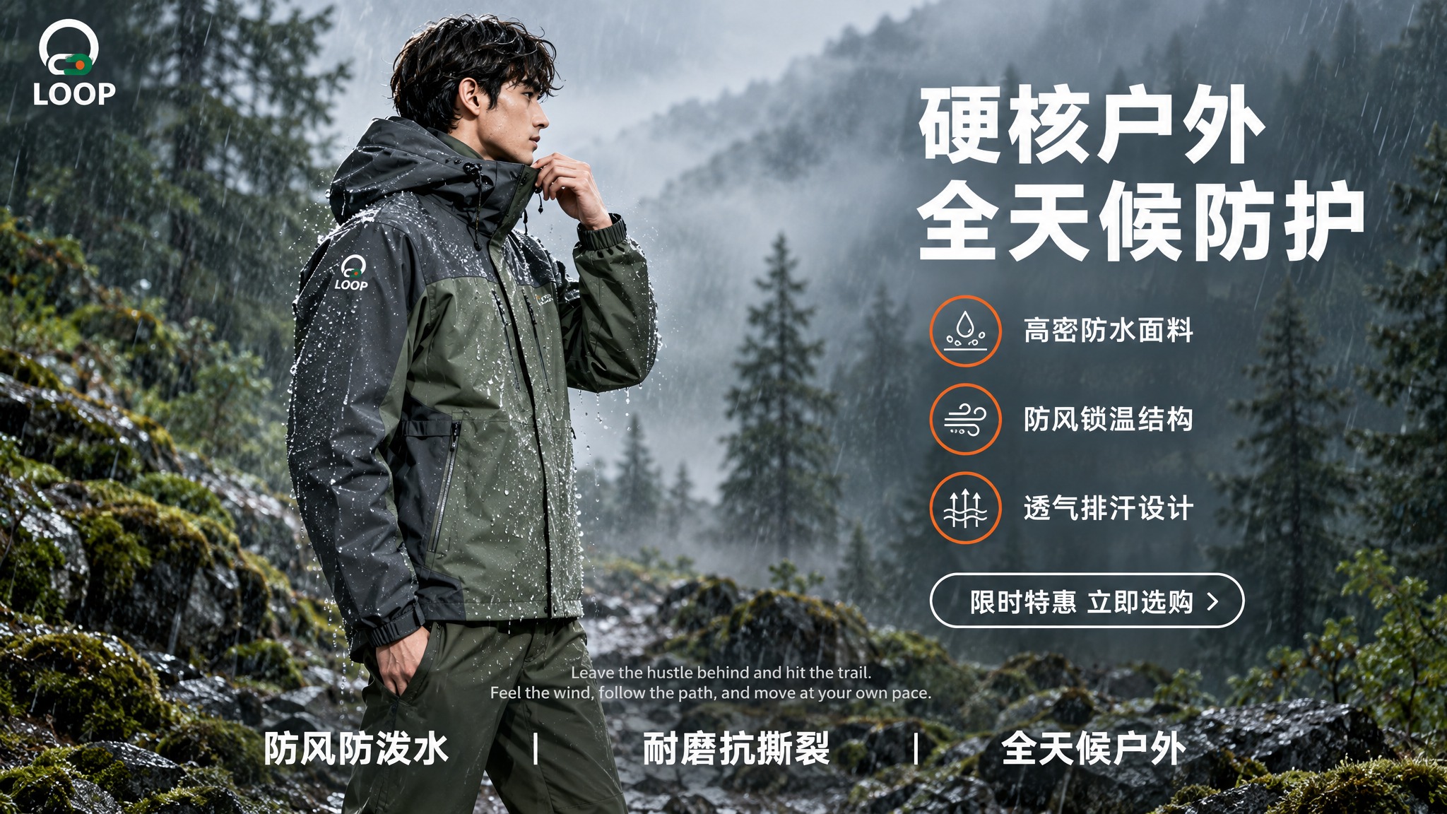 [轮播图-2] 功能卖点轮播 [商品] 使用【图1】军绿拼深灰… - 图片创意预览