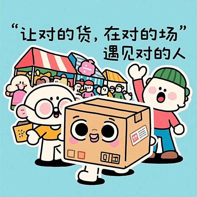 生成一张“让对的货，在对的场，遇见对的人”的搞笑表情包