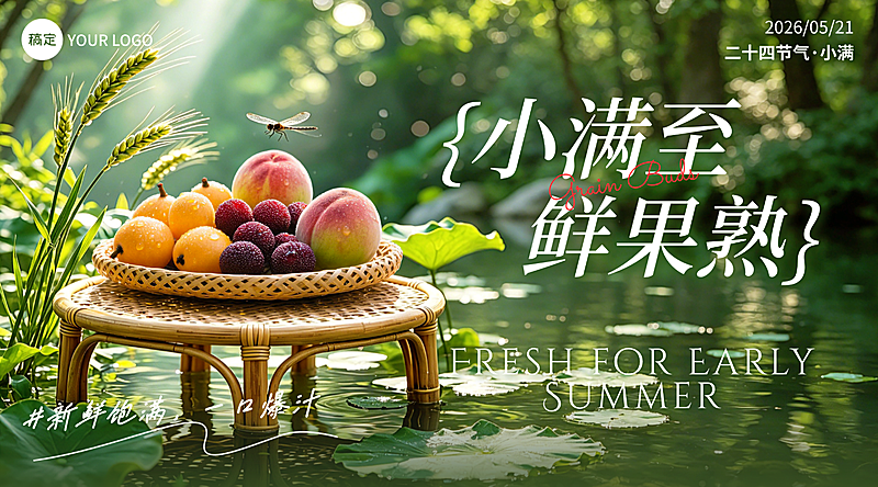 小满节气521节日营销初夏应季水果横版海报banner