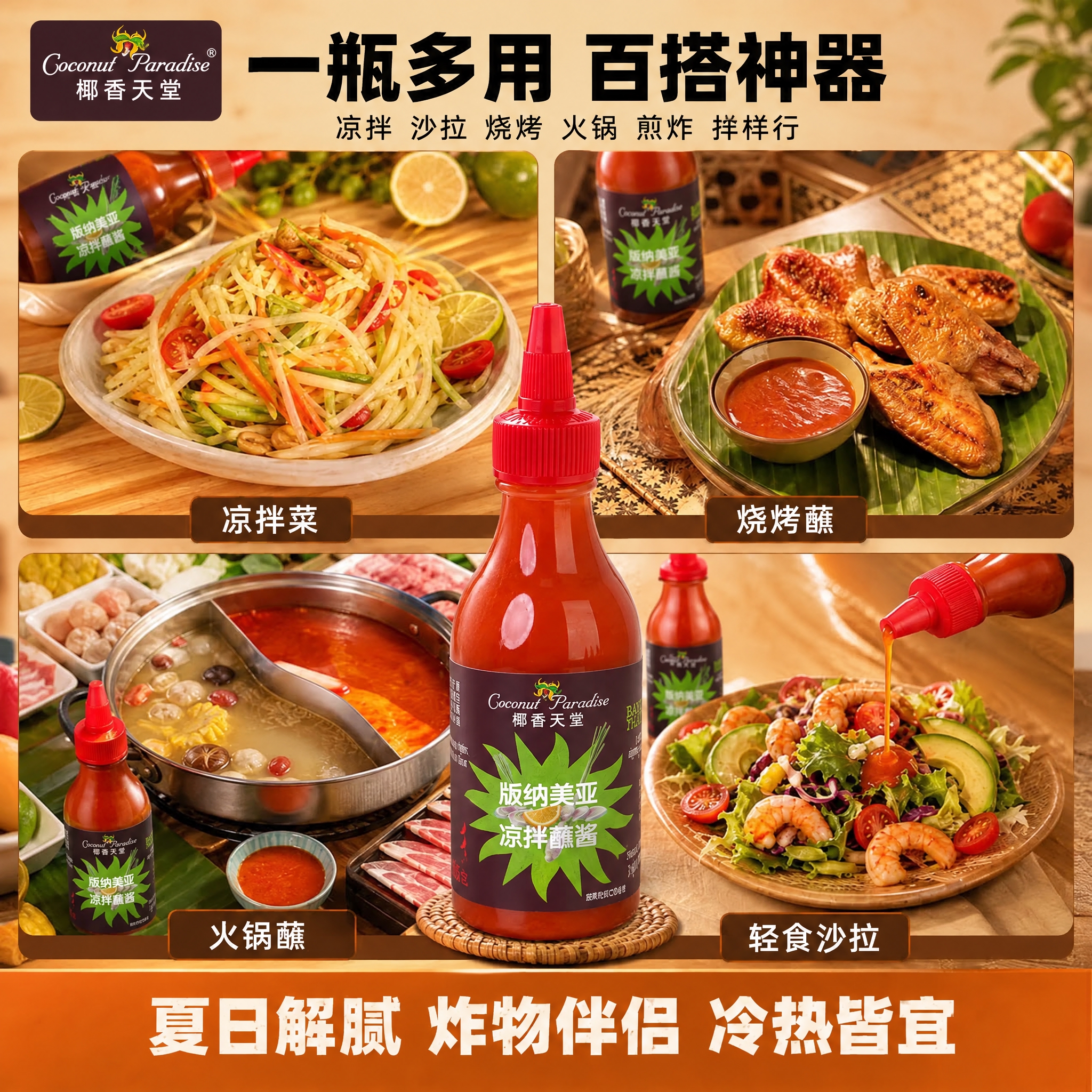 将图中所有酱料瓶的标签替换为参考图image3中的标签样式，保… - 图片创意预览