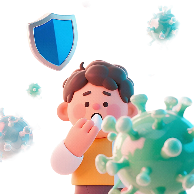 病毒缩小，周围多画几个病毒，人左上角加上护盾