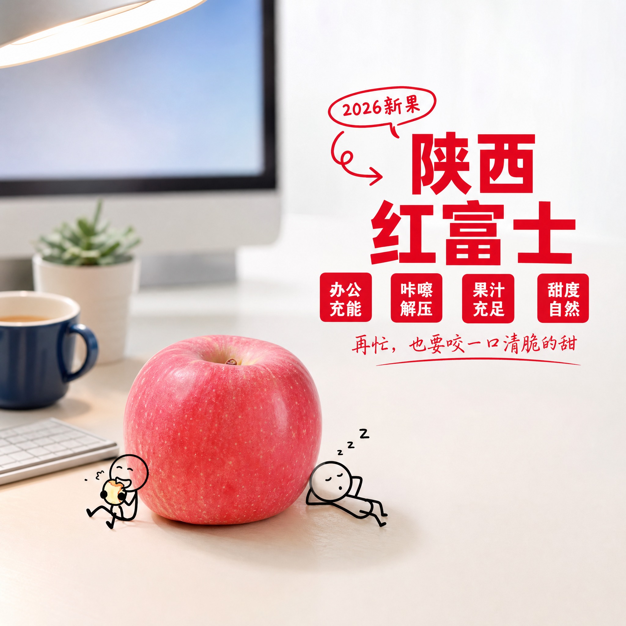 [主图-5] 主题：桌角的一抹红 职场桌面场景 主打办公解压感… - 图片创意预览