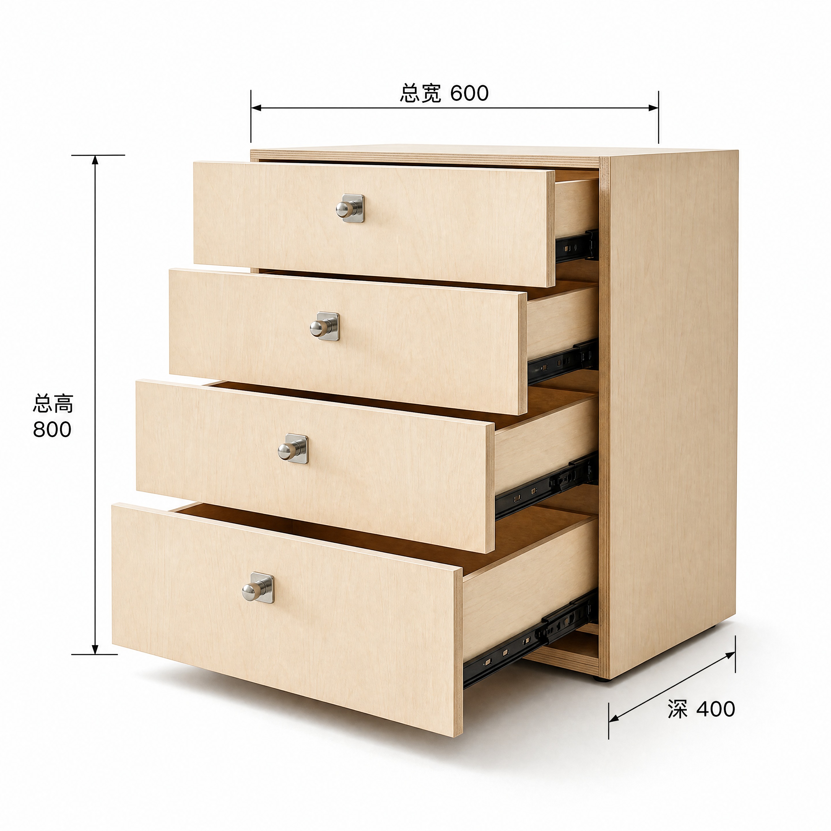 产品精修，将图1的四斗柜（抽屉半拉开状态）提升清晰度，参考图2… - 图片创意预览