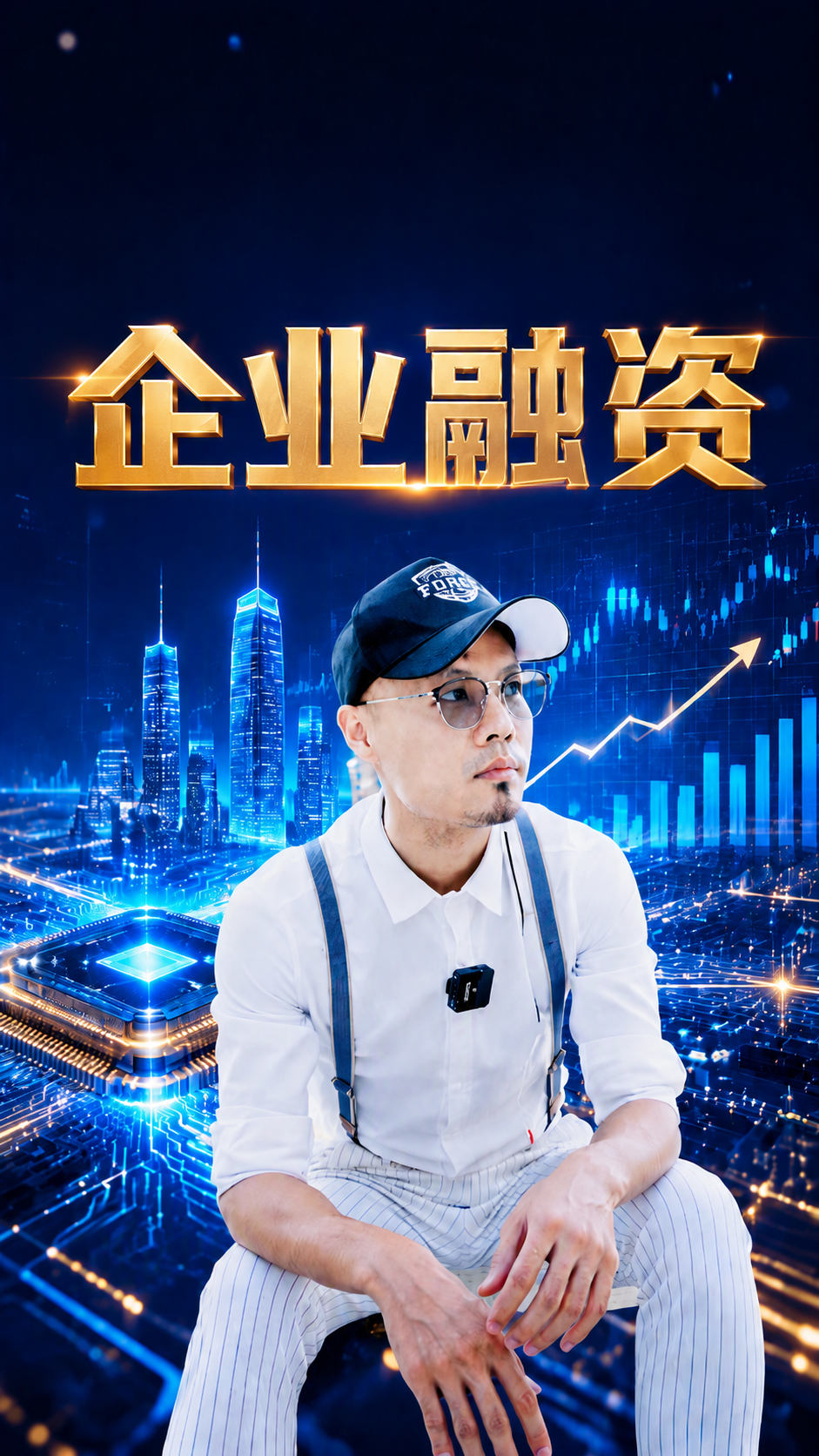 将'企业融资'四个金色大字整体向下移动一点位置，保持原有的金色… - 图片创意预览