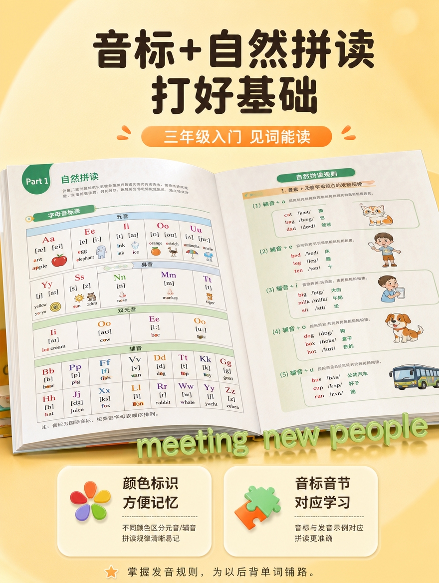 [商品] 使用【图3】自然拼读内页；保留meeting new… - 图片创意预览