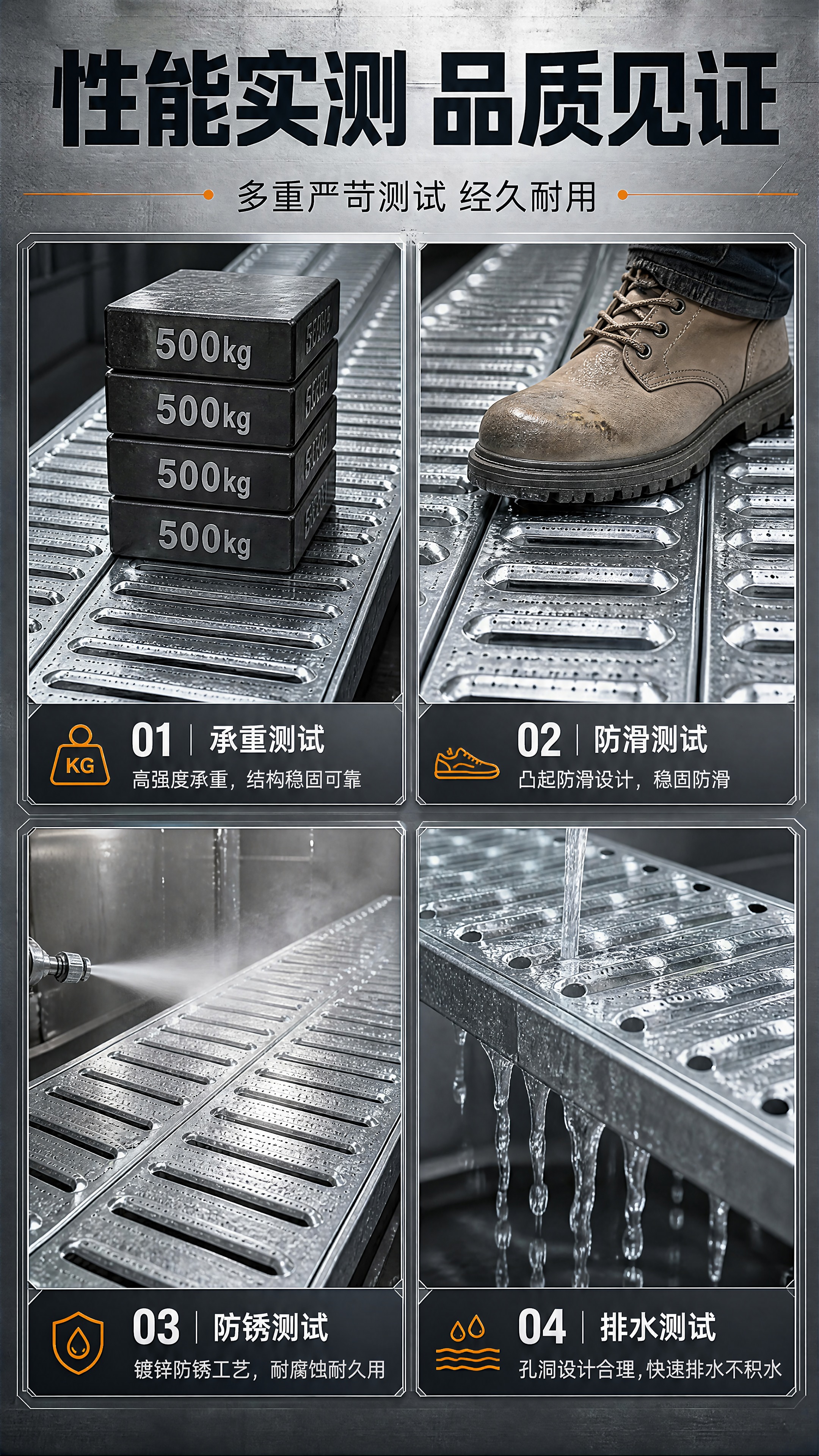 [商品] 使用【图1】镀锌防滑钢格板；保留银色镀锌材质、长条形… - 图片创意预览