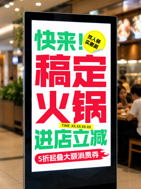 火锅店促销活动宣传大字实景风小红书封面预览效果