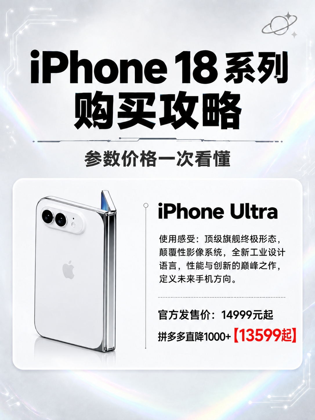 将海报左侧卡片中的红色iPhone Ultra手机替换为白色折… - 图片创意预览