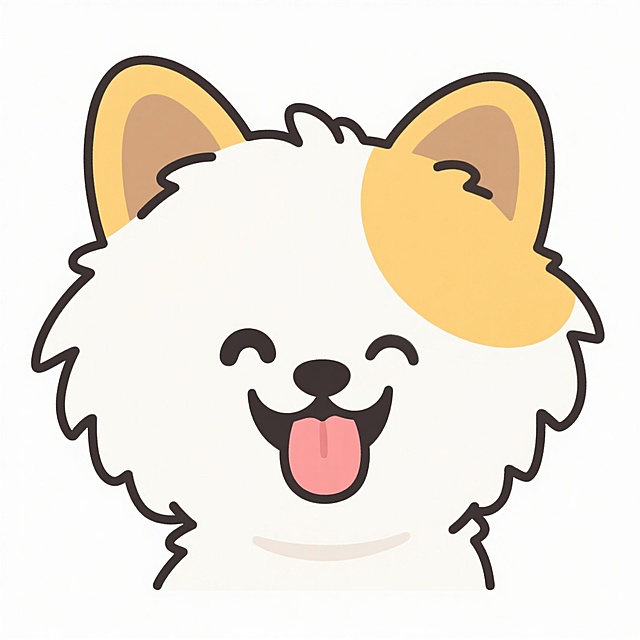 可爱卡通小狗插画，emoji风格设计，表情生动有趣。