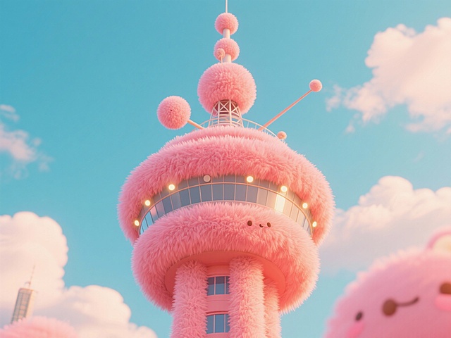 将广州电视塔外表变为毛绒绒的可爱外观