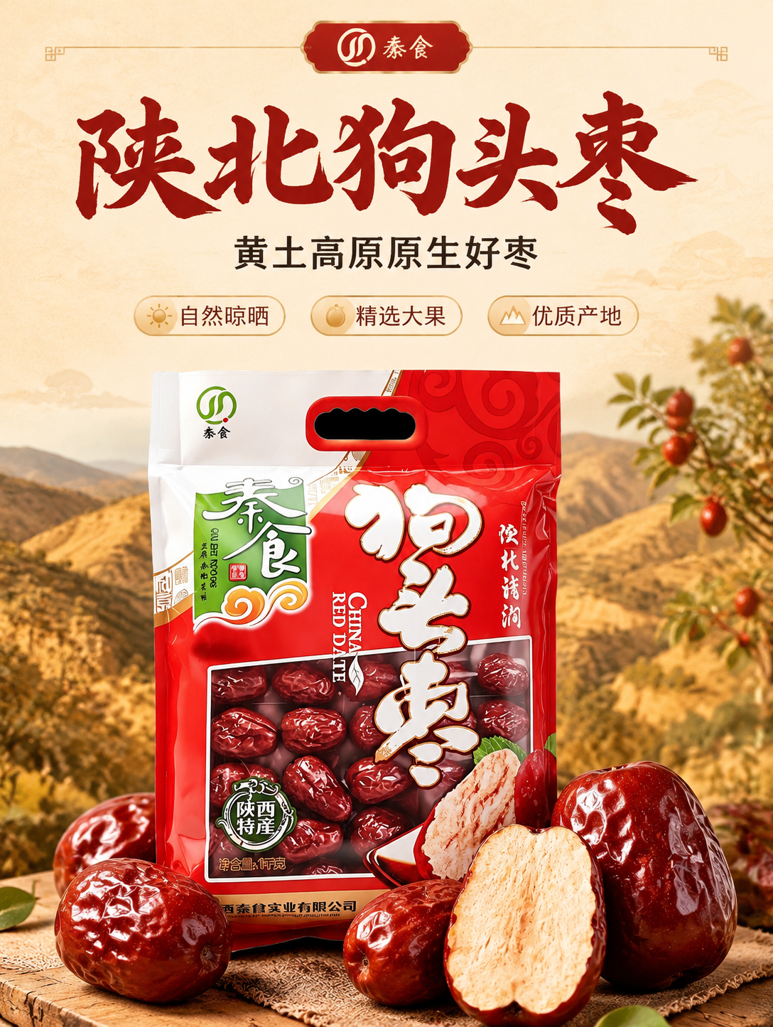 [商品] 使用【图2】红枣实拍图（完整红枣+切开剖面，展示肉厚… - 图片创意预览