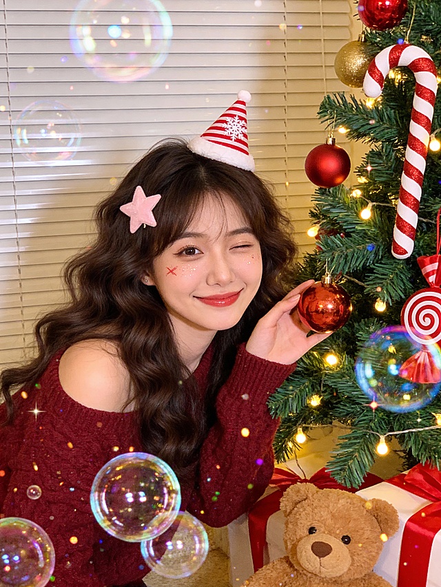 俏皮感甜酷风圣诞写真照