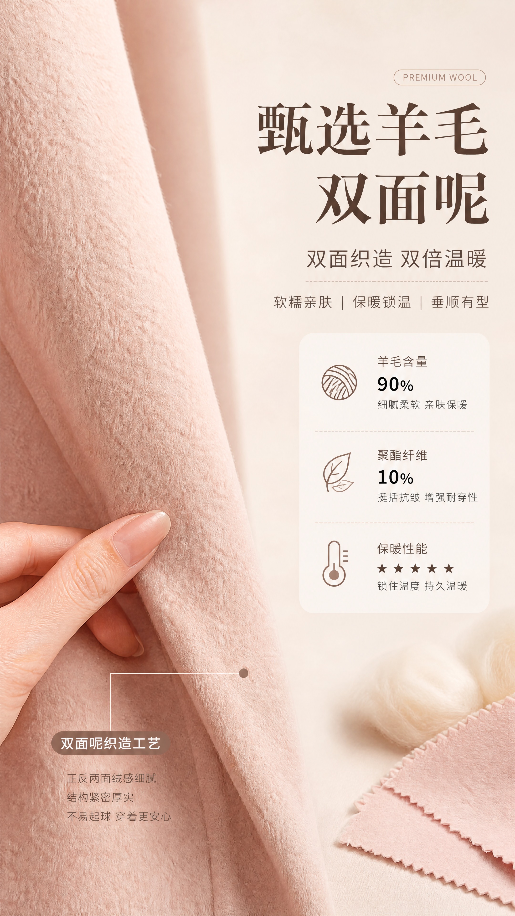 [商品] 使用【图1】粉色中长款翻领双面呢大衣；商品处理：保留… - 图片创意预览