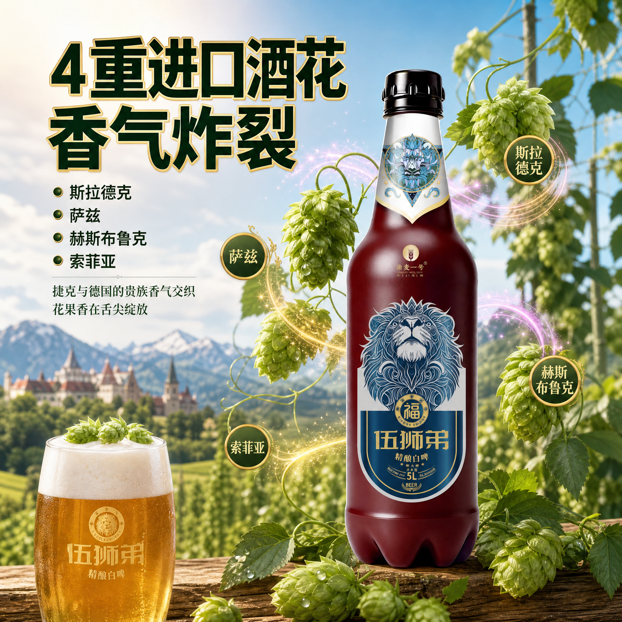 [主图-3] 渝麦一号·伍狮弟精酿白啤 4重进口酒花 香气炸裂… - 图片创意预览