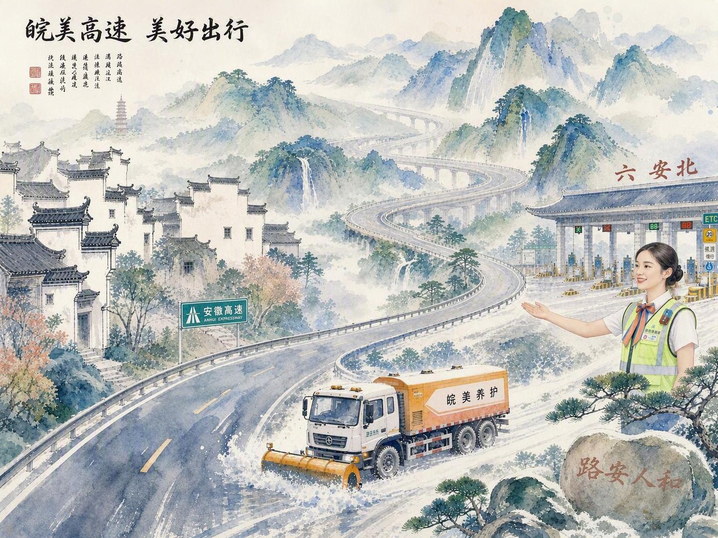 将整张图片的画风改为水彩画风格，参考第一张荷花水彩图的清新淡雅… - 图片创意预览