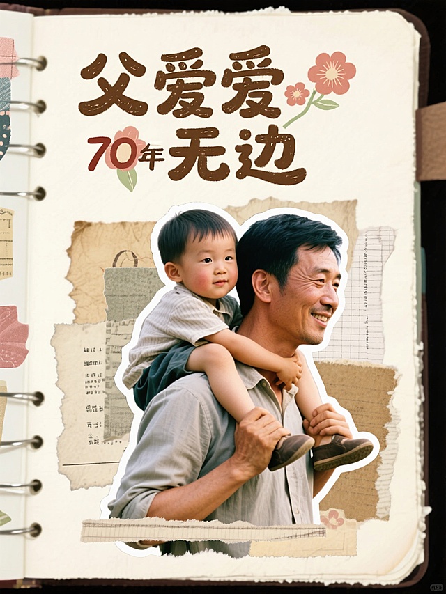 温馨撕纸风手账设计，展现父爱无边的感人瞬间。