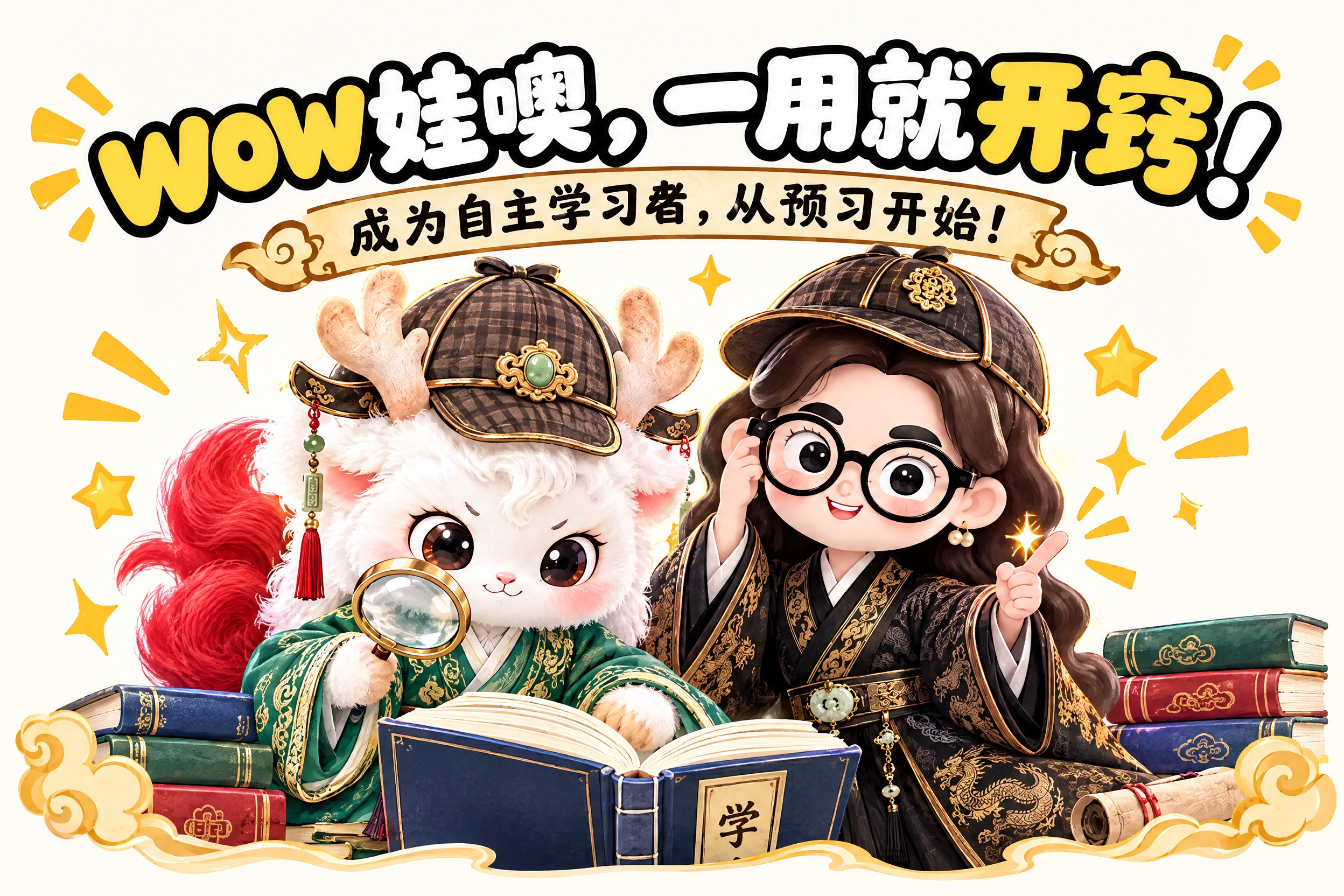 横版6寸比例的结尾页设计，大标题为"wow娃噢，一用就开窍！"… - 图片创意预览