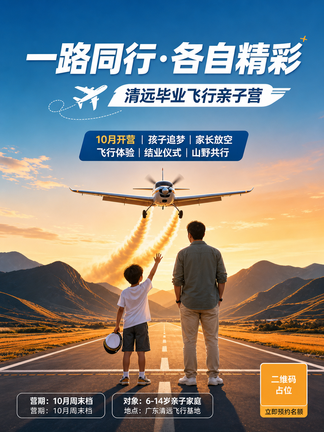 参考这张海报的版式骨架、构图和氛围，将画面中的父子剪影替换为真… - 图片创意预览