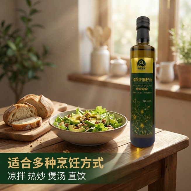 [主图 4] 食用场景体验展示
[氛围/风格] 温馨生活，健康饮食，自然治愈
[画面元素] 原产品放置在木质餐桌一角，保留产品外观完全一致。旁边搭配一份绿色健康沙拉和烘焙面包，营造日常健康用餐场景。柔预览效果