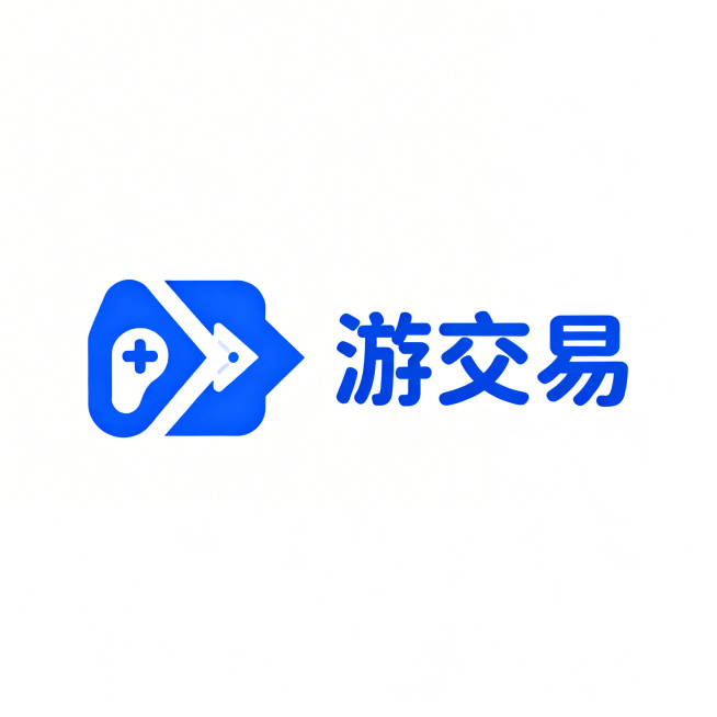 蓝色主题简约风组合logo设计，游戏交易平台，网站名称为游交易，左侧是抽象化游戏手柄与交换箭头结合的几何图形，右侧是圆润无衬线字体文字，整体遵循黄金比例，蓝色主题风格简约不单调，矢量图，符合logo设预览效果