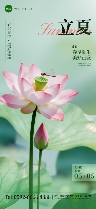 立夏节气祝福全屏竖版海报预览效果