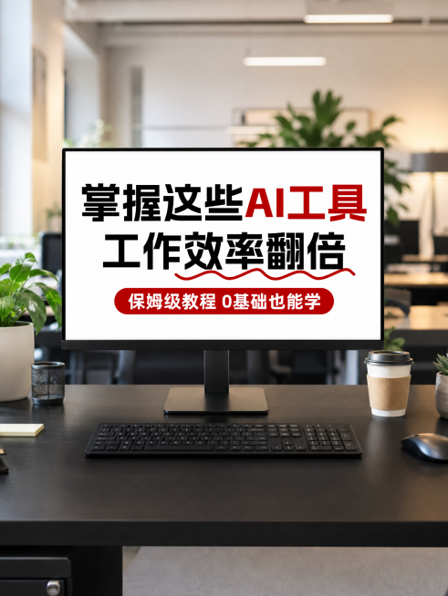 AI工具使用知识分享办公室实景风小红书封面预览效果