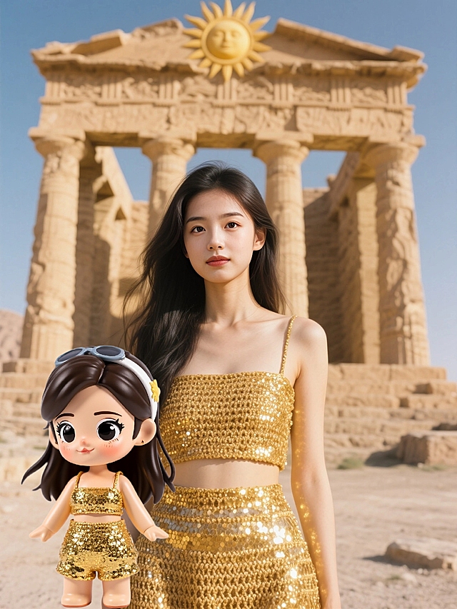 一键get,Q 版潮玩风小姐姐打卡太阳神庙✨