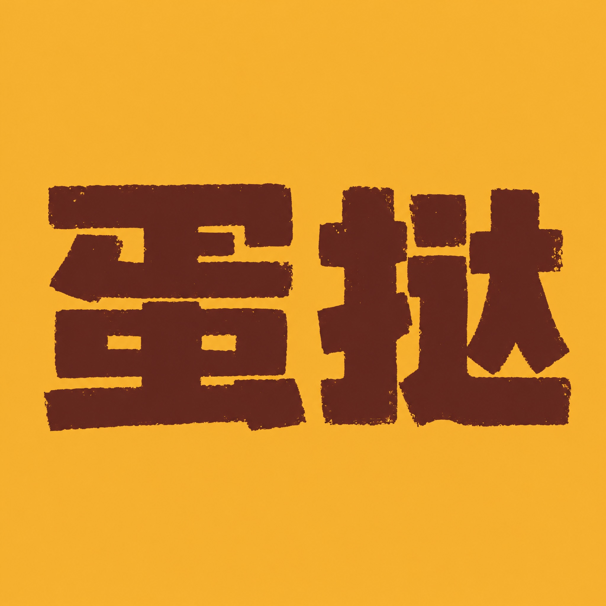 深棕红色字体，暖黄色背景，干净的背景，创意粗黑体字体设计两个字… - 图片创意预览