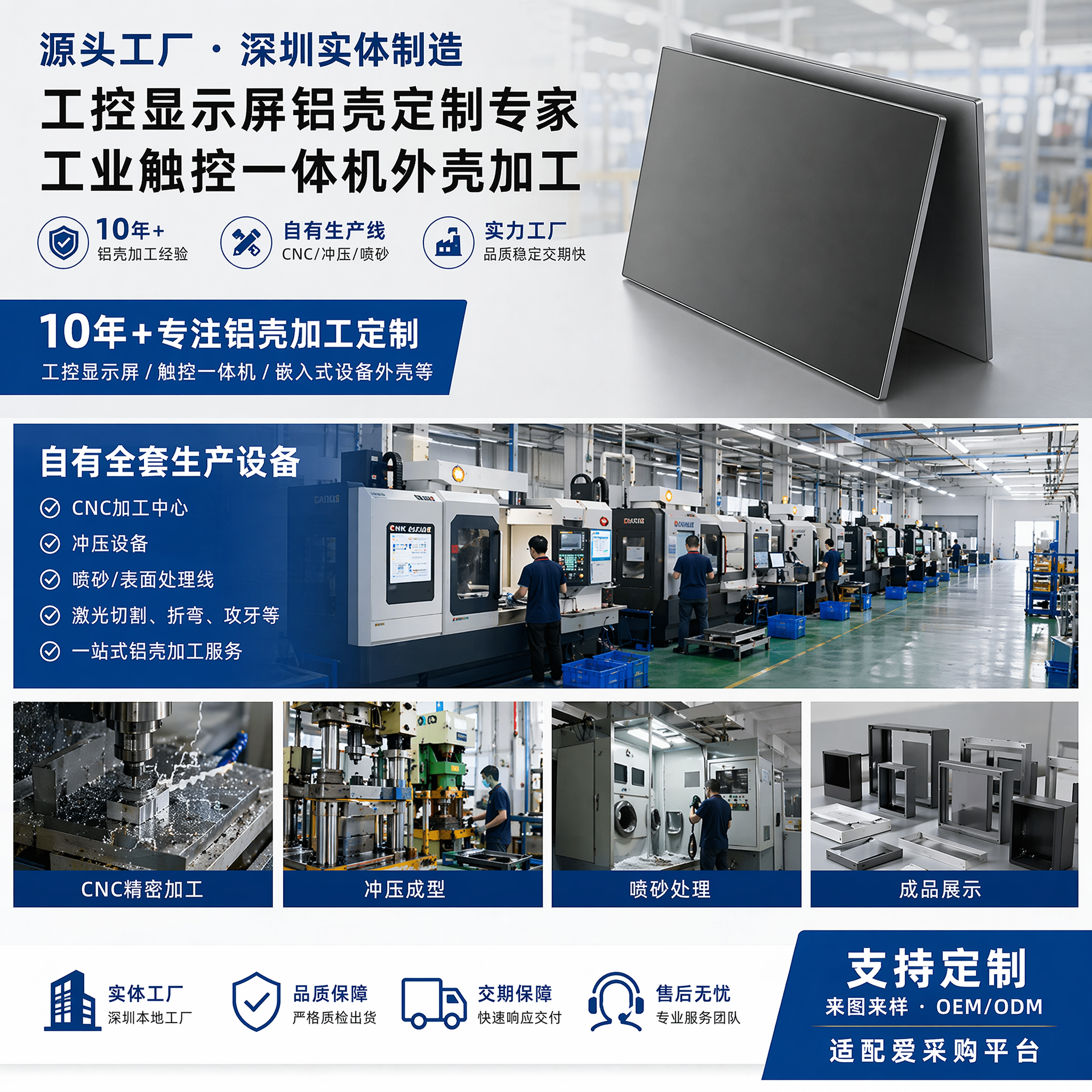 源头工厂定制工控显示屏铝壳 工业触控一体机，工厂实力风，展示1… - 图片创意预览