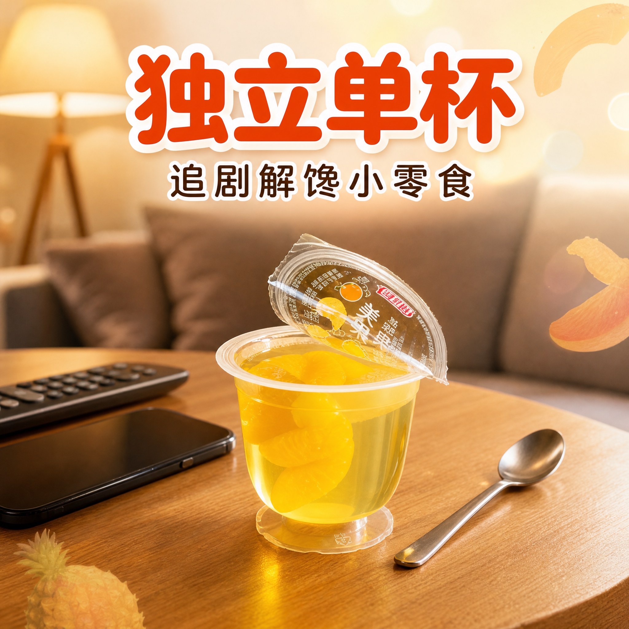[主图6] 追剧场景图，任务是传达“独立单杯，追剧解馋小零食”… - 图片创意预览