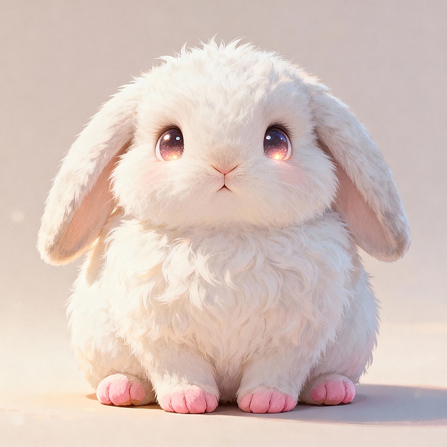 软3D风萌兔，毛发生长细腻，梦幻光影映衬温柔眼神，营造可爱温馨的治愈感。