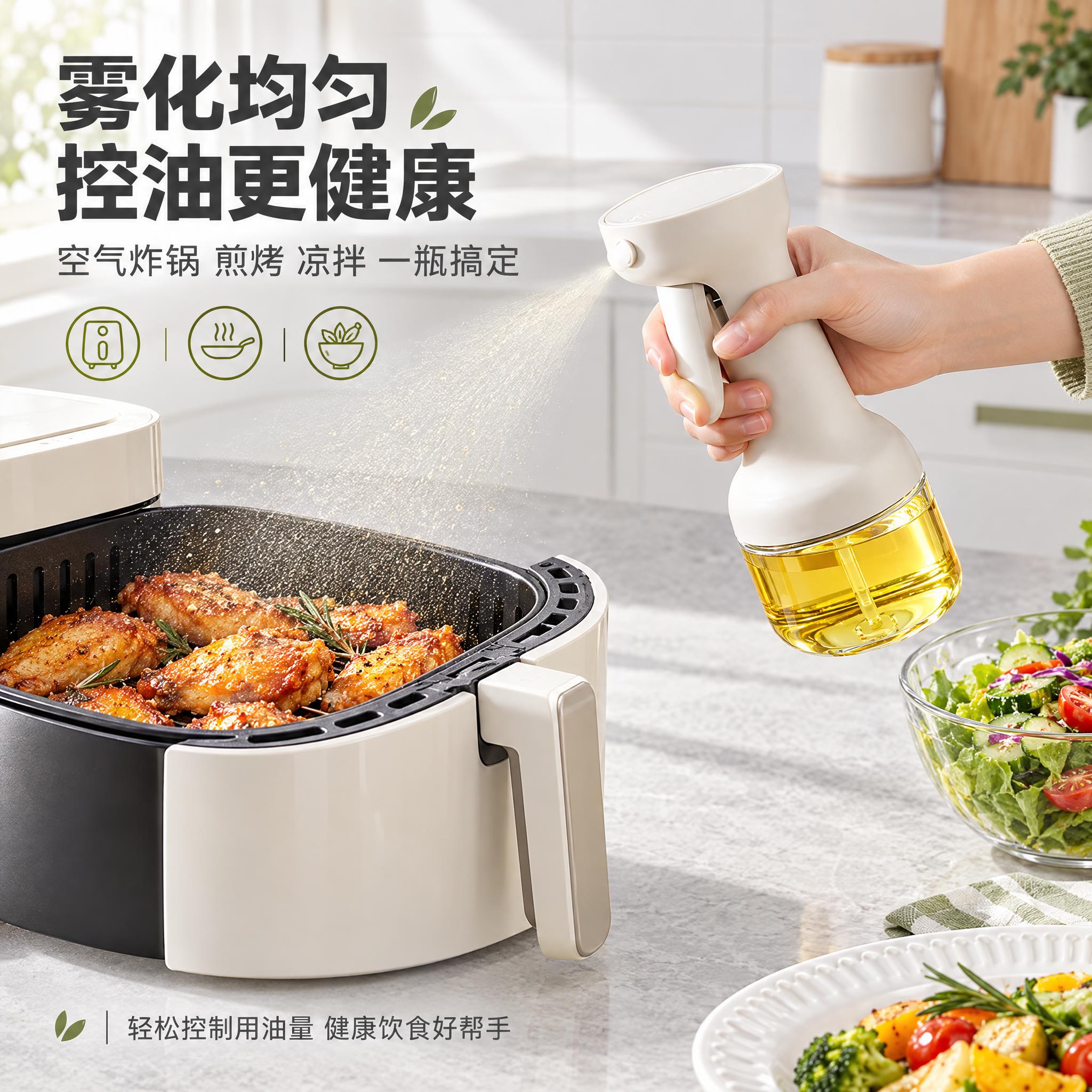 [主图-3] 家用防滴挂玻璃喷油壶 实用场景图 厨房空气炸锅使… - 图片创意预览