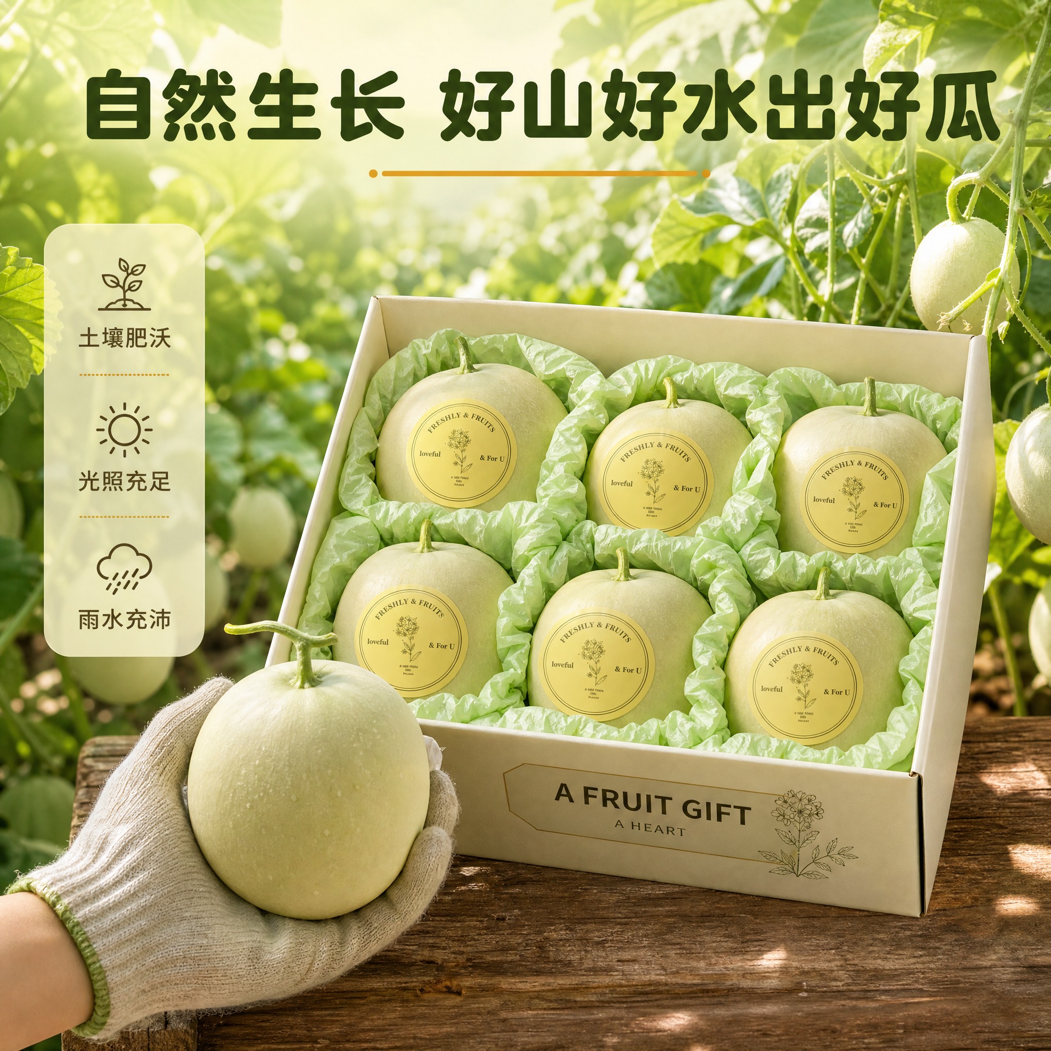 [主图-3] 香瓜礼盒 果园生长环境 产地氛围主题。 [统一基… - 图片创意预览
