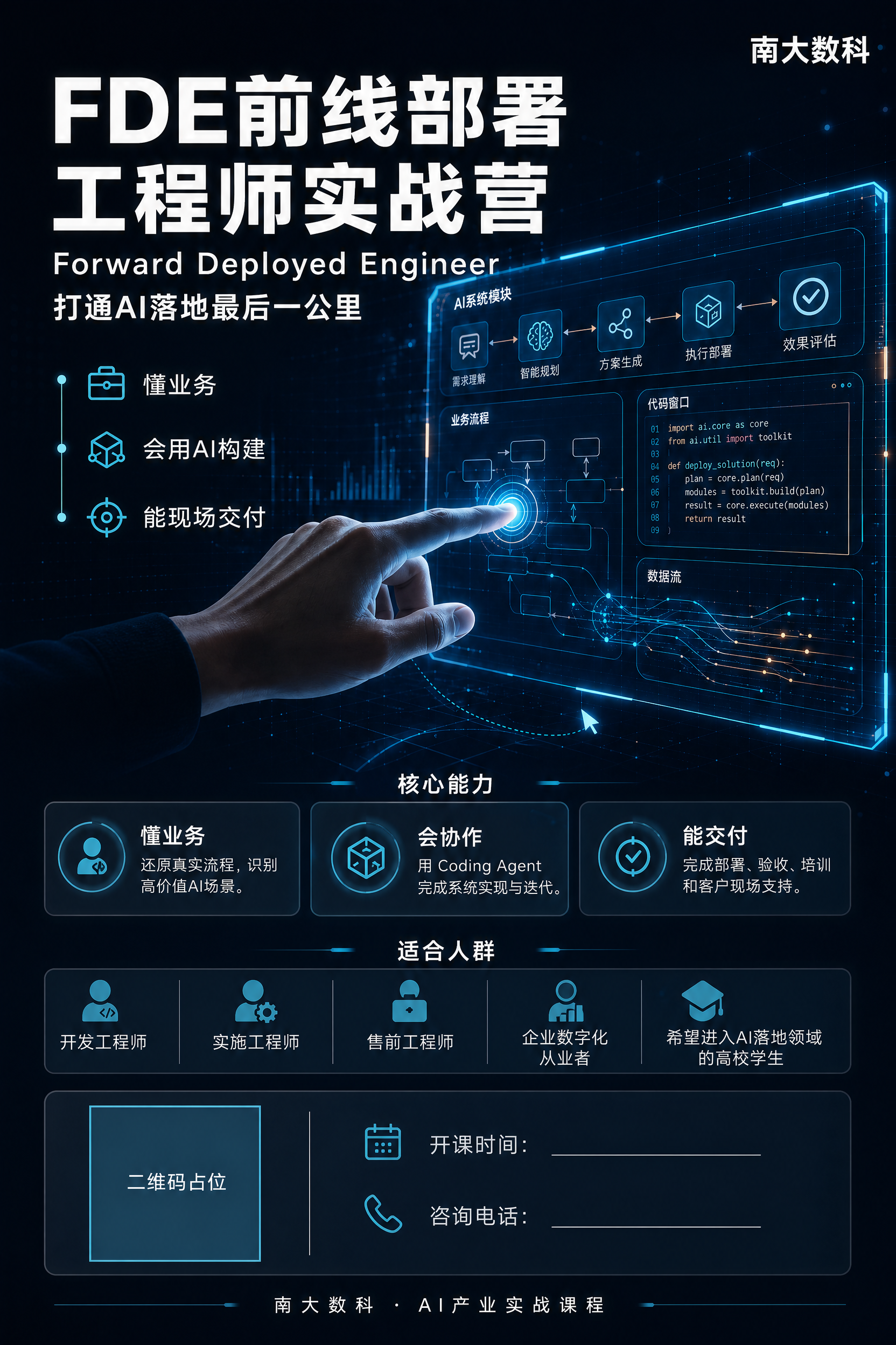 在参考图的基础上调整内容： 1. 主标题改为"FDE前线部署工… - 图片创意预览